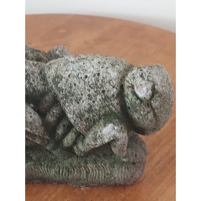 Dark Gray Rare Vintage Hand Carved Stone Garden Sculpture of Aztec Grasshopper For Sale - Image 8 of 12
