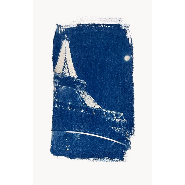 “Full Moon and Eiffel Tower" Giclee From Cyanotype by CKB For Sale