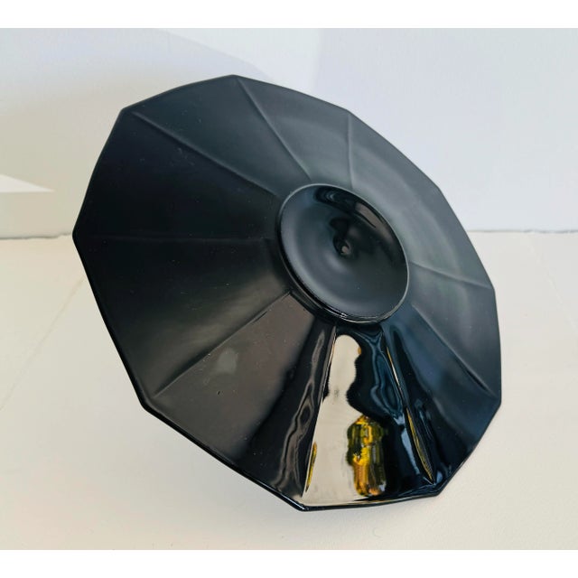 1930s Vintage 1930s Black Glass Center Handled Server For Sale - Image 5 of 5