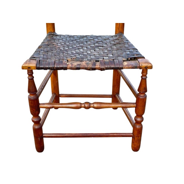 Mid 18th Century 18th Century Antique William & Mary Period Yoke Back Chair With Splint Seat For Sale - Image 5 of 10