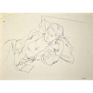 Mino Maccari, Sleeping Girl, 1930s, Watercolor For Sale