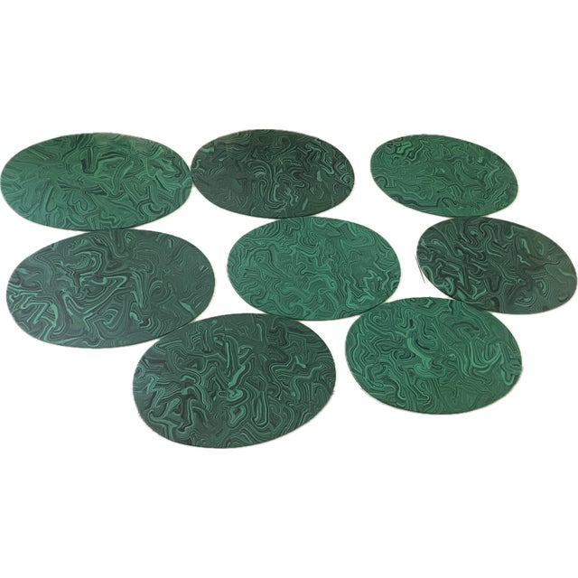 Green Malachite Placemats by Imperial Stone, Original Label, Set of 8 For Sale - Image 8 of 12