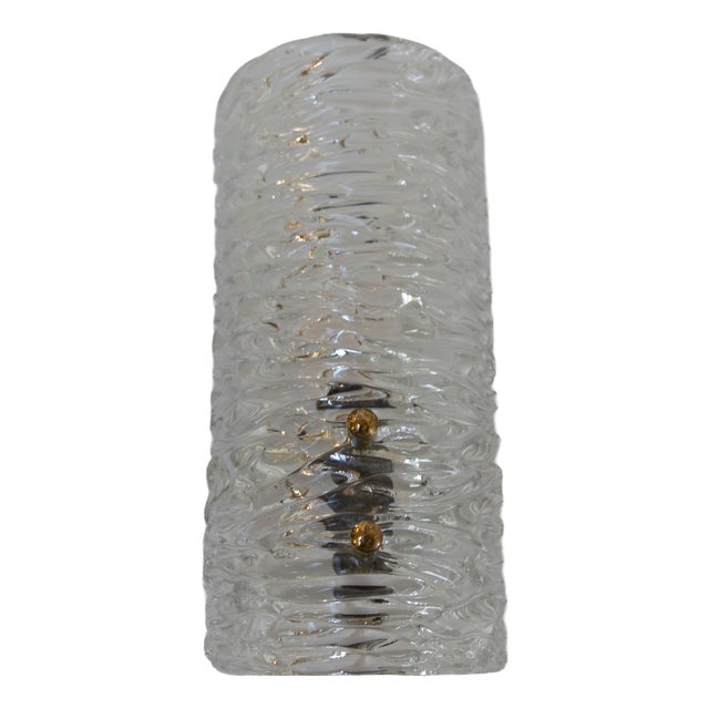 Mid-Century Swedish Glass and Brass Sconce attributed to Carl Fagerlund for Orrefors, 1960s For Sale