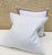 This is a pair of linen And cotton blend tweed pillows with a brocaded brown and cream banded border around all four...