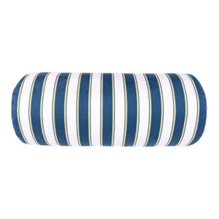 Scalamandre 21" x 7" Piano Stripe Bolster Pillow in Porcelain For Sale