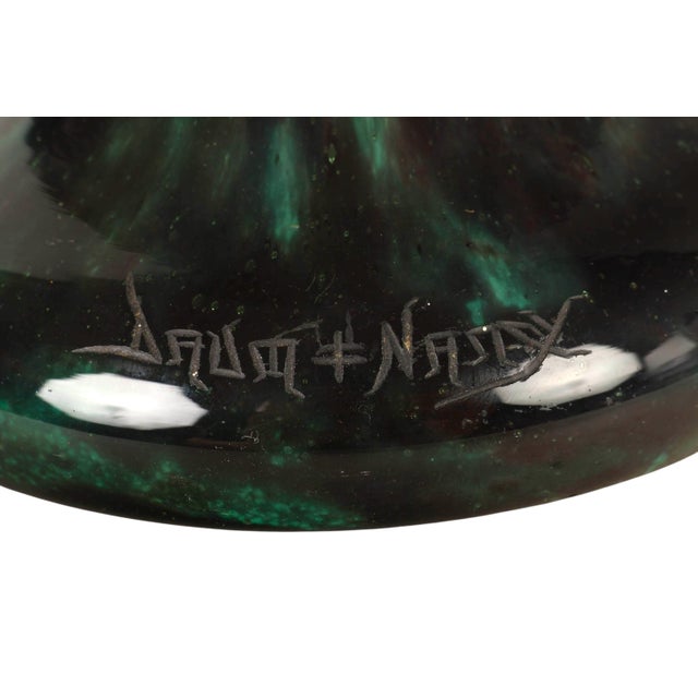 Glass Early 20th Century French Art Deco Nancy Daum Tall Decorative Vase For Sale - Image 7 of 9