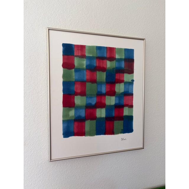 20”x24” Original Wall Alcohol Ink Painting Ca Artist B. Leeds Titled Rgb1 Museum Glass For Sale In San Francisco - Image 6 of 9