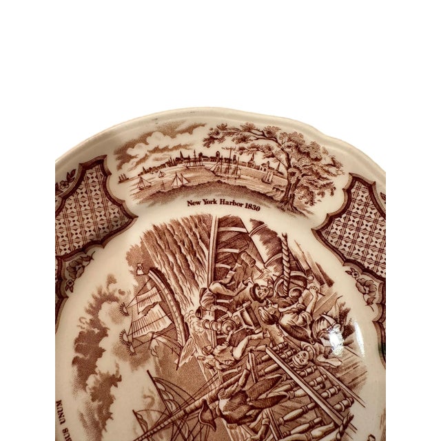 Ceramic Vintage Alfred Meakin Staffordshire Fair Winds The Friendship of Salem Brown Salad Plates- Set of 10 For Sale - Image 7 of 9
