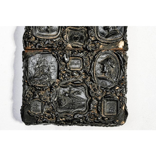 Rare Victorian Gutta-Percha Wax Seal Style Antique Calling Card Case Neoclassical English Art Collectible For Sale - Image 9 of 18