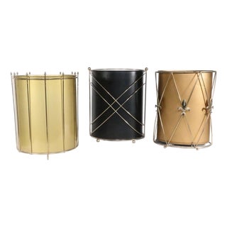 Collection of Three Hollywood Regency Mid 20th Century Waste Trash Cans For Sale