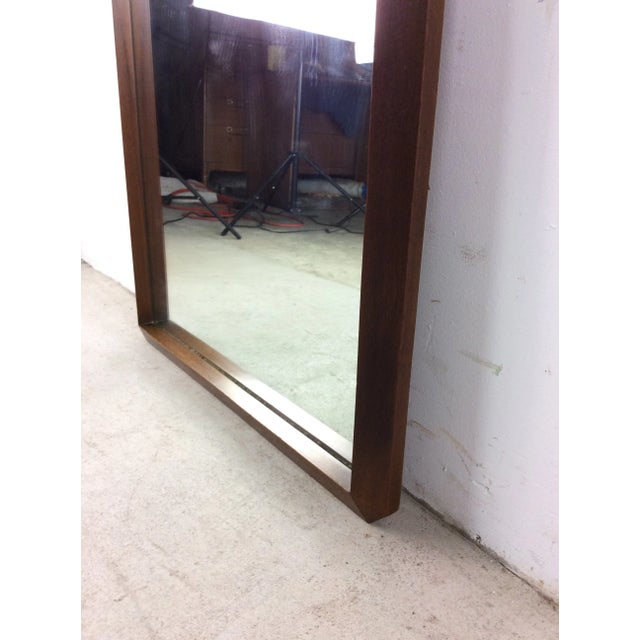 Mid Century Modern Wall Mirror With Angular Walnut Frame For Sale - Image 10 of 12