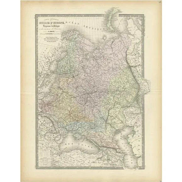 Late 19th Century Antique Map of Russia in Europe by Levasseur, 1875 For Sale - Image 5 of 5