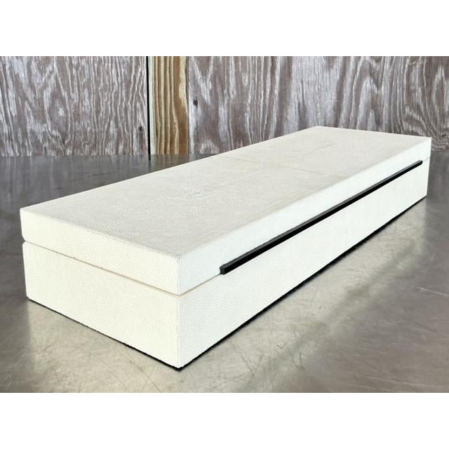 Vintage Coastal Faux Shagreen Long Box For Sale - Image 4 of 12