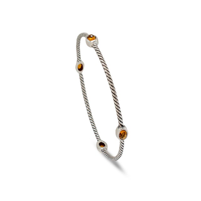 David Yurman Retired David Yurman Cable Station Citrine 925 Silver Bangle Bracelet For Sale - Image 4 of 8