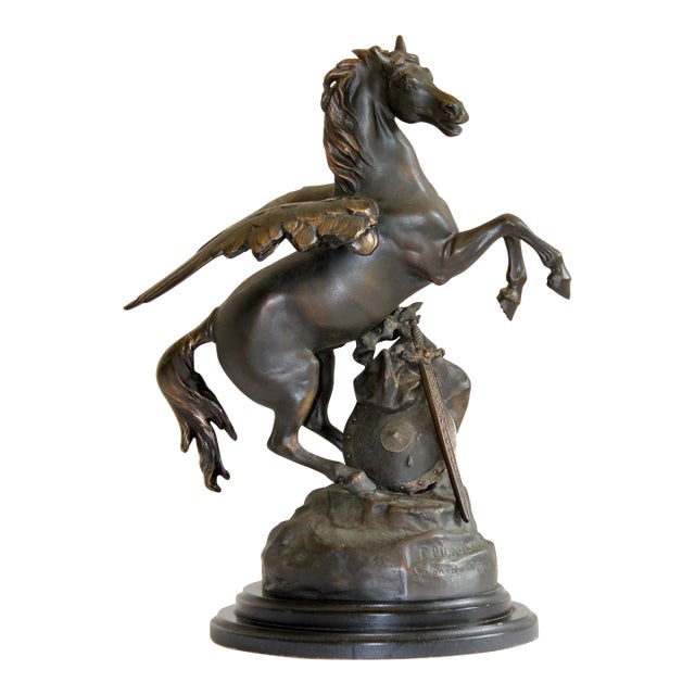 Vintage j.b. Hirsch "Collection Française" Bronze Pegasus Replica Sculpture After Émile-Louis Picault – 20" H For Sale