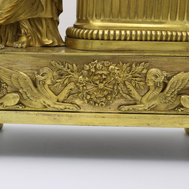 Metal French Empire Gilt Bronze Mantle Clock , France 1810 For Sale - Image 7 of 15
