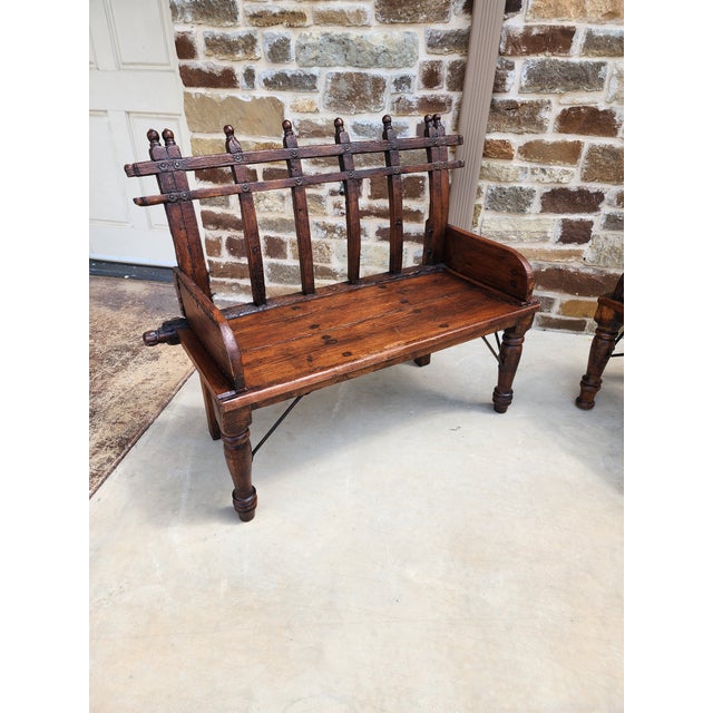 Brown Antique Bench From India For Sale - Image 8 of 11