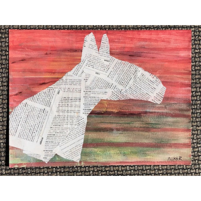 Contemporary Painting “Horse in Text, Sunset” Abstract Mixed Media Artwork by Auker For Sale - Image 4 of 7