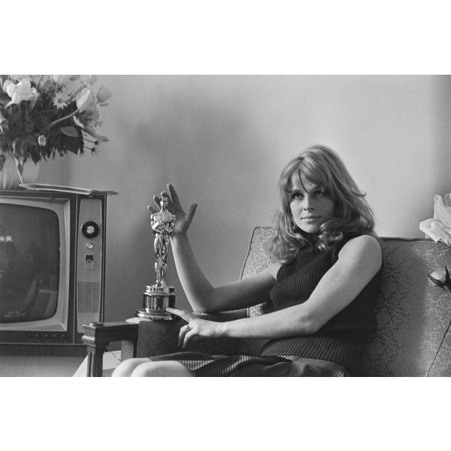 Julie Christie's Oscar English actress Julie Christie with her Academy Award for Best Actress in the film 'Darling', 22nd...