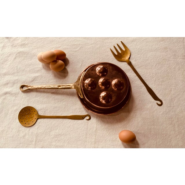 Handmade Mid-Century French Copper Escargot Pan with Long Handle - A Parisian Brocante Discovery Discovered at a charming...