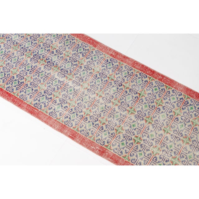 1950s 1950s Geometric Tribal Rug, Rustic Farmhouse Hallway Decor For Sale - Image 5 of 10