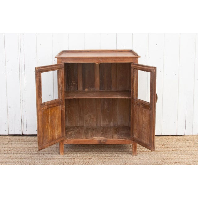 Wood Vintage Teak Glass Kitchen Cabinet For Sale - Image 7 of 10