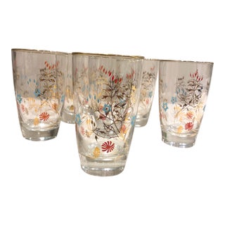 Mid-Century Pink and Turquoise Bar Ware - a Set of 6 For Sale