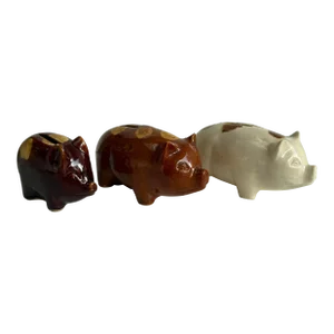 Set of American Redware Spotted Pig Piggybanks