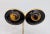 1970s Vintage Signed Alexis Kirk Round Goldtone Black Enamel & Cabochon Faux-Tiger's Eye Clip Earrings-2 Pieces For Sale - Image 5 of 8