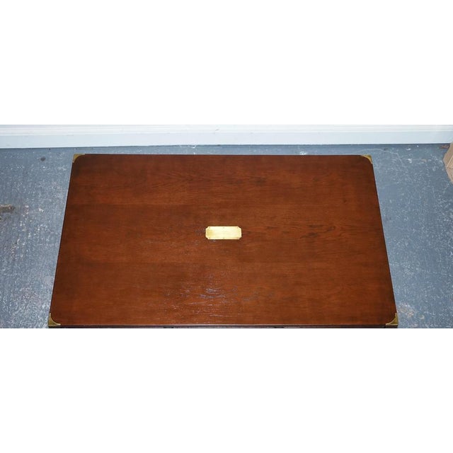 Military Campaign Reh Kennedy Coffee Table with Three Deep Drawers For Sale - Image 11 of 18