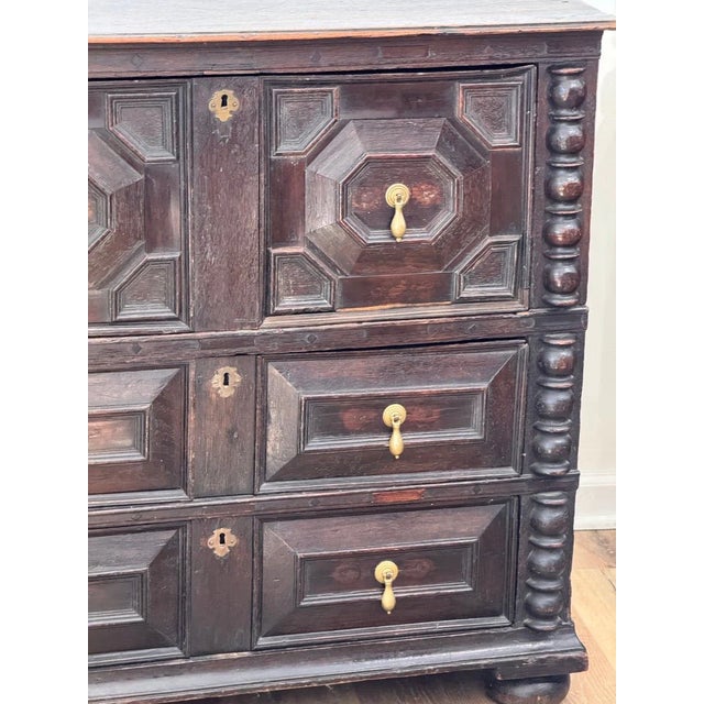 Wood 18th Century Charles II Style Joined Oak Chest of Drawers For Sale - Image 7 of 9