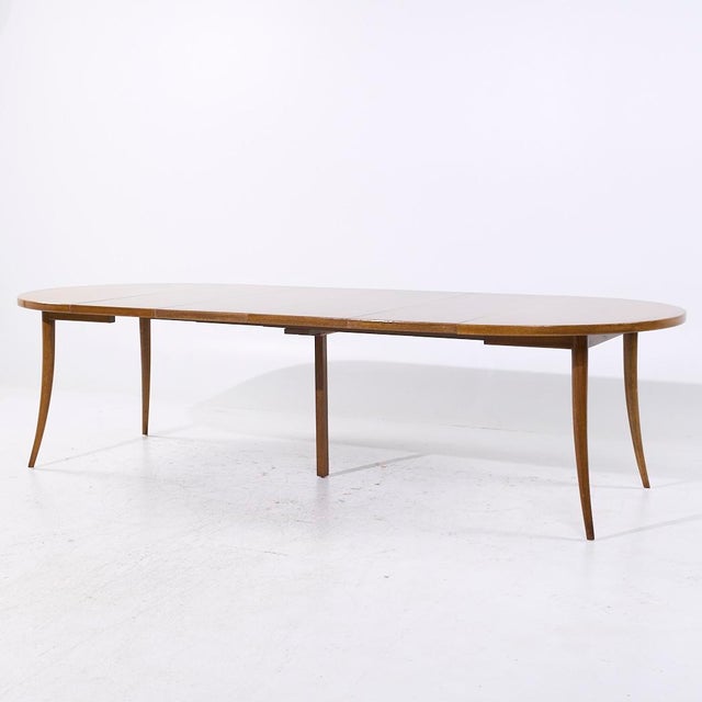 Mid-Century Modern Harvey Probber Mid Century Bleached Mahogany Expanding Saber Leg Dining Table With 4 Leaves For Sale - Image 3 of 11