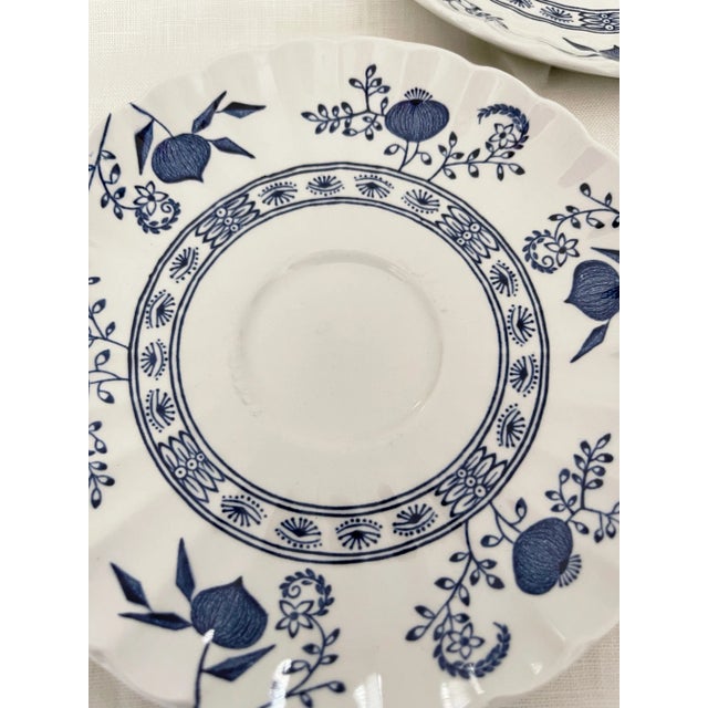 Shabby Chic J & G Meakin England Classic Blue Nordic Saucer Set of 6 For Sale - Image 3 of 6