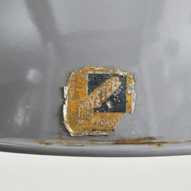 Industrial Grey Dome Pendant Light by Benjamin Crysteel, 1950s For Sale - Image 4 of 6