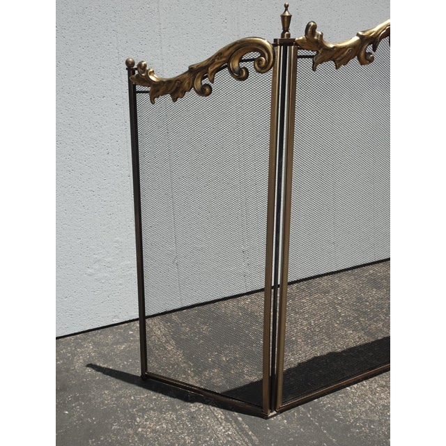 Vintage French Country Metal & Mesh Gold Fireplace Screen For Sale - Image 14 of 15