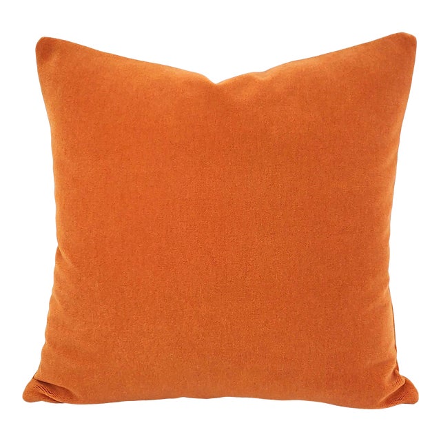 Place Textiles La Scala in Valencia Pillow Cover 20" X 20" Solid Orange Rust Alpaca Wool Accent Cushion Case For Sale