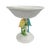 This is a 1960's Italian majolica Lattice Pedestal Compote. The base of the pedestal features two charming little parrots...