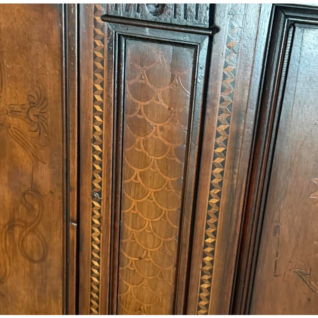 Antique Italian Renaissance Revival Walnut Wood Lettuccio Hall Bench For Sale - Image 10 of 13