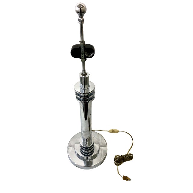 Chrome Early 20th Century Art Deco Period “Machine Age” Chrome Plated Table Lamps - a Pair For Sale - Image 8 of 9