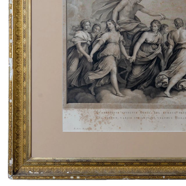 Grand Tour Italian Aurora Engraving After Guido Reni Fresco Painting by r.s. Morghen, C.1787 For Sale - Image 3 of 9