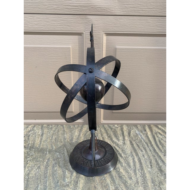 Bronze Black Iron Armillary Globe Sculpture – Traditional Landscape & Garden Decor For Sale - Image 8 of 8