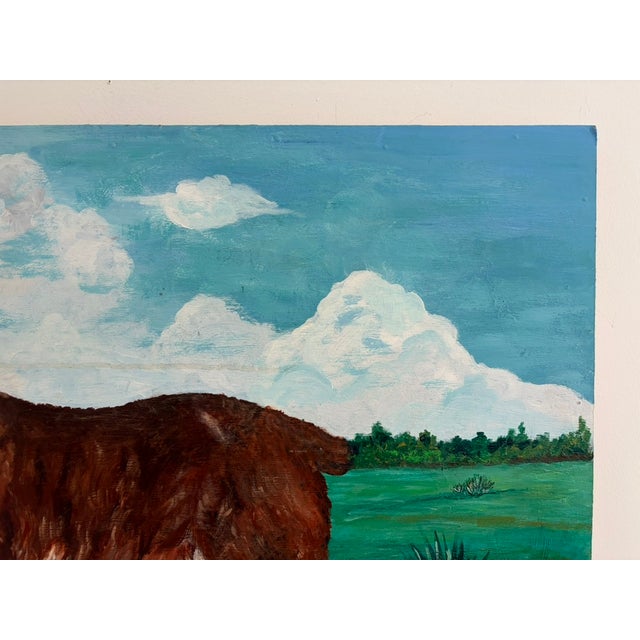 Large Vintage Folk Art Dog Portrait – Oil on Panel, Signed K. Hines 1970 For Sale - Image 4 of 17