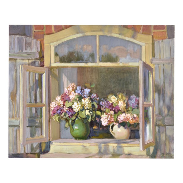 Valery Bayda, Lilacs in the Window, 2012, Oil Painting on Canvas For Sale