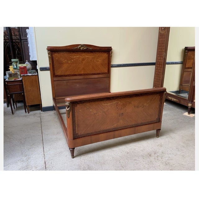 Antique Sensational Art Nouveau Ornate Bed with Inlays, 1900 For Sale - Image 4 of 8