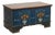 1926 Original Blue Hand-Painted Pine Flat Top Trunk For Sale