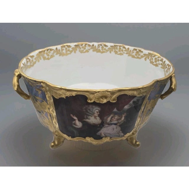 RARE Dresden Centerpiece Cachepot Vase Iridescent Gilt Daffodils Art Vienna Style Art Nouveau Carl Thieme Saxsonian...