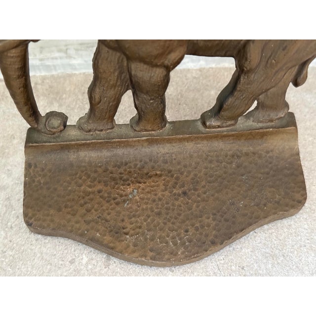 Stately Antique 1920’s Finely-Cast With Bronze Finish, ‘Mirrored’ Pair Elephant, Pachyderm Bookends For Sale - Image 11 of 12