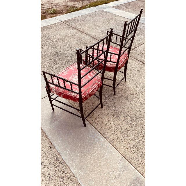 English 1950s Faux Bamboo English Arm Chairs - Set of 2 For Sale - Image 3 of 9