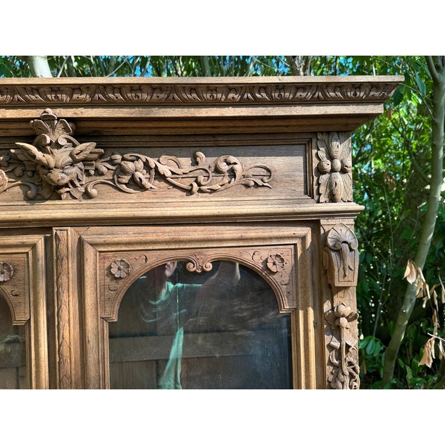 Brown French Carved Oak Hunting Cupboard, 1860 For Sale - Image 8 of 18