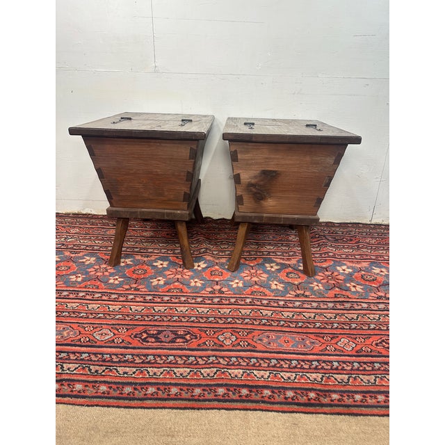 Rustic Pair of Rustic Pine Side Tables For Sale - Image 3 of 9